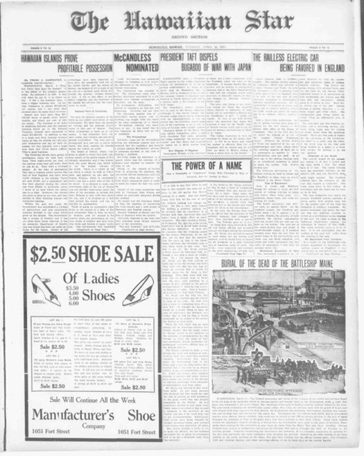 The Hawaiian Star 2nd Edition du 16/04/1912